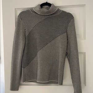 Striped Carven Black and White Turtleneck Sweater